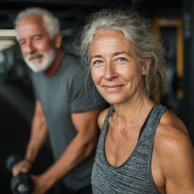 Активні літні люди займаються фітнесом